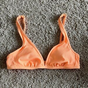 Orange Ribbed Bikini Top